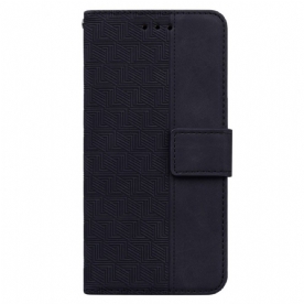 Flip Case voor Realme C35 Met Ketting Geometrische Strappy Patronen