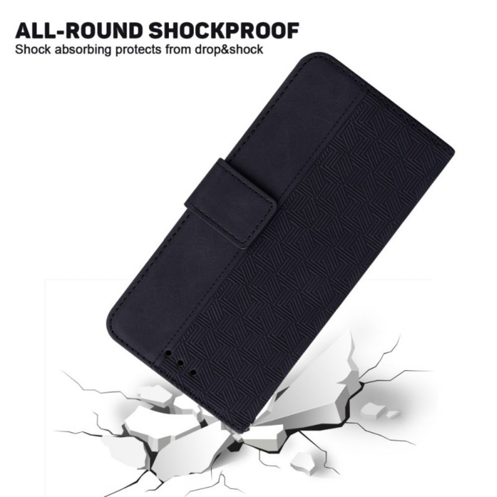 Flip Case voor Realme C35 Met Ketting Geometrische Strappy Patronen