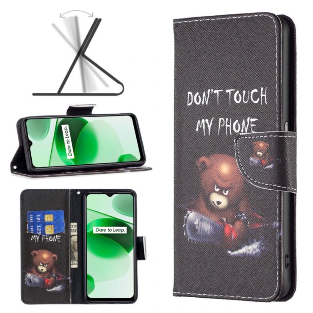 Leren Hoesje voor Realme C35 Gevaarlijke Beer