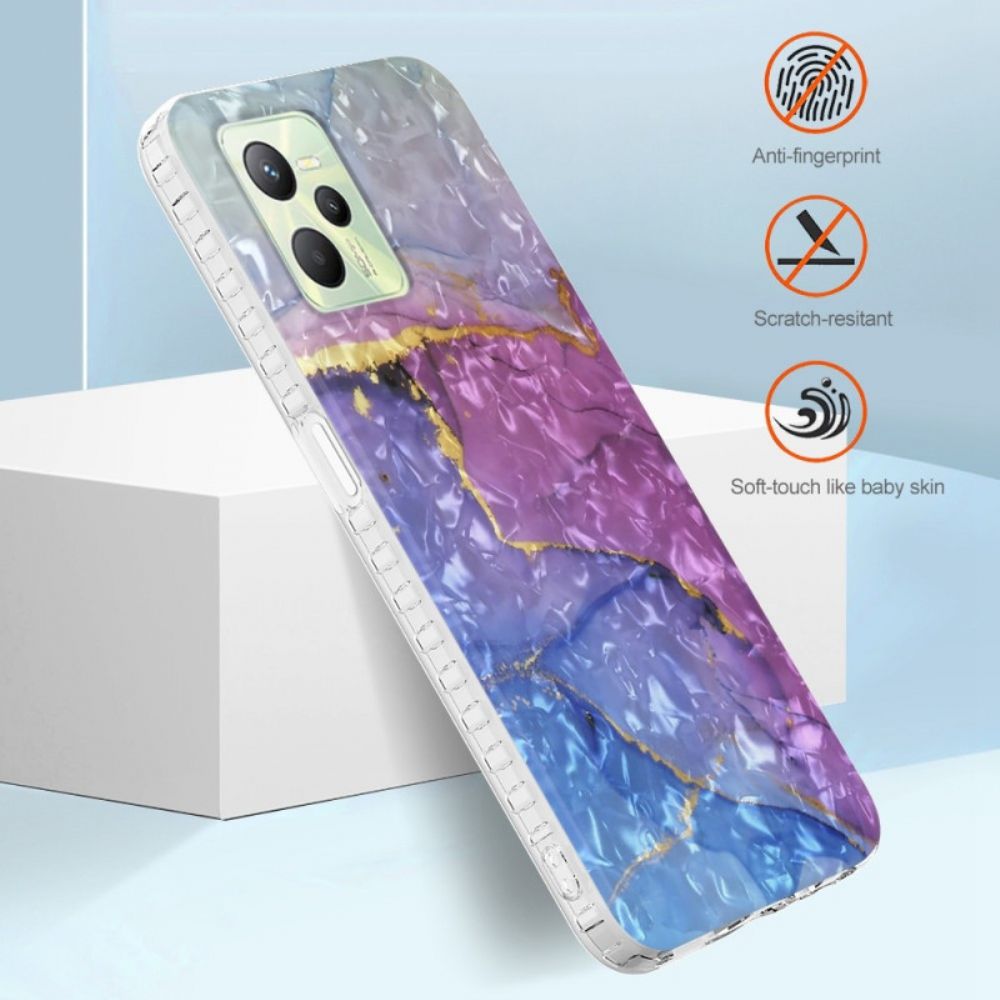 Telefoonhoesje voor Realme C35 Stijlvol Blauw Marmer