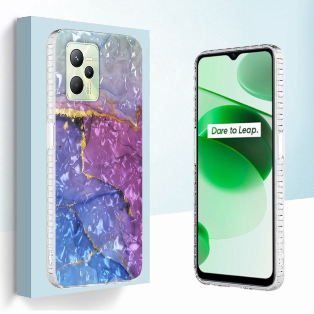 Telefoonhoesje voor Realme C35 Stijlvol Blauw Marmer