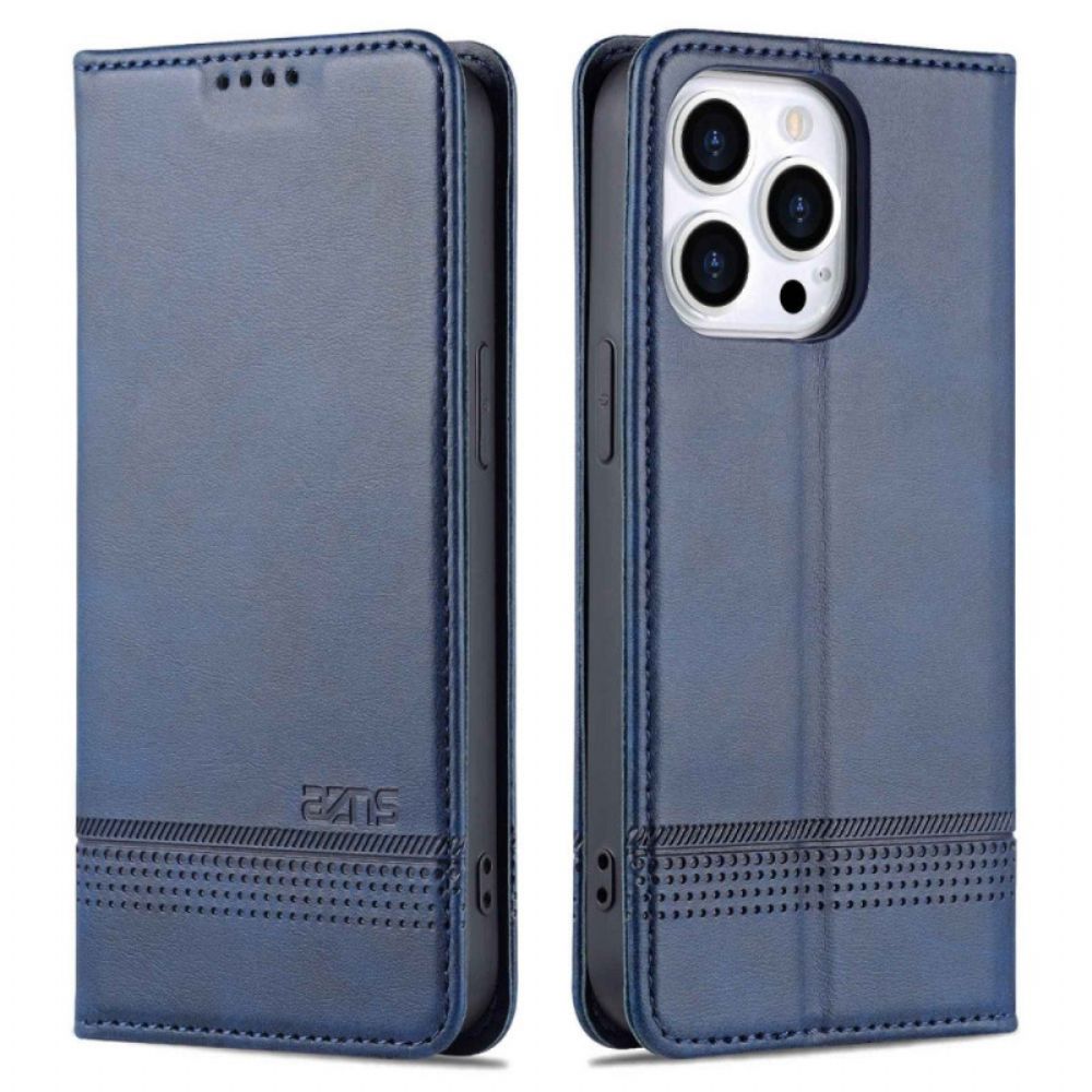 Bescherming Hoesje voor iPhone 14 Pro Folio-hoesje Azns Lederen Stijl