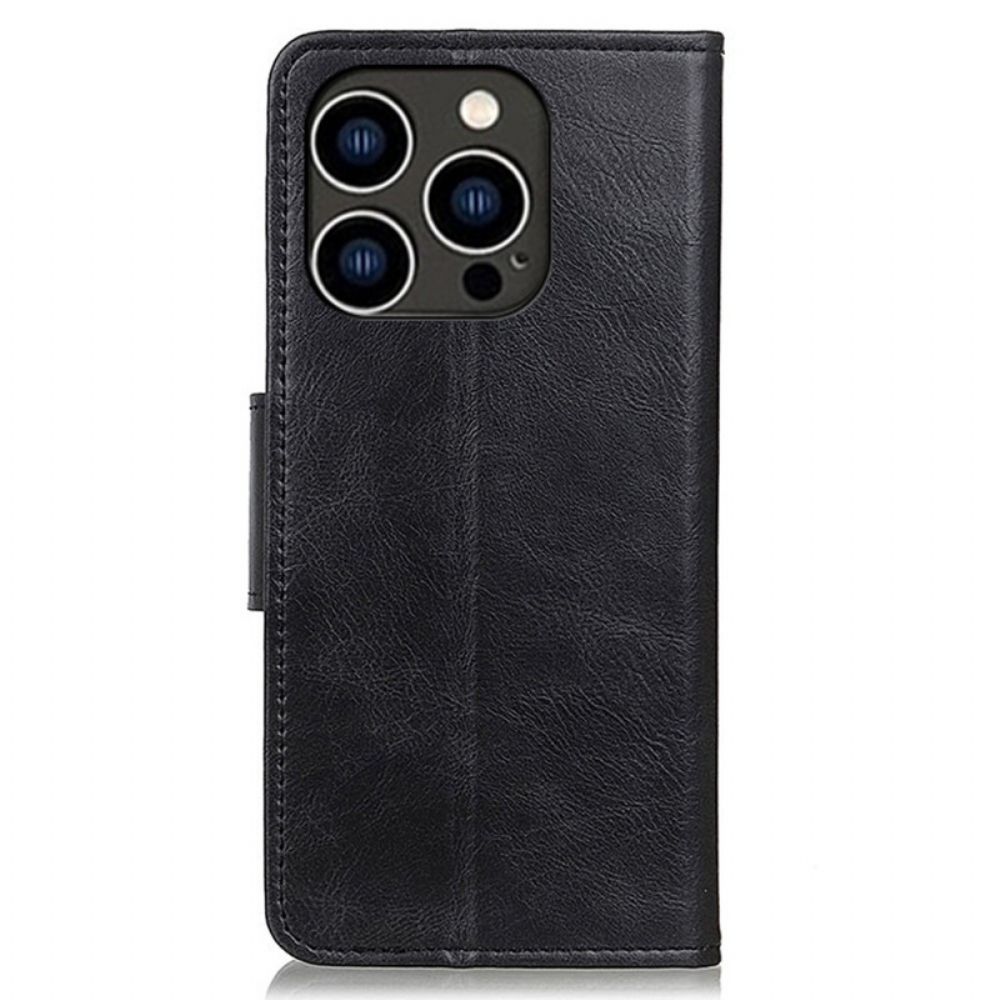 Flip Case voor iPhone 14 Pro Omkeerbare Sluiting In Leerstijl