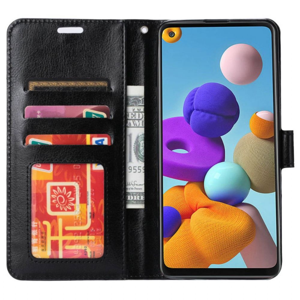 Flip Case voor iPhone 14 Pro Retro Leereffect