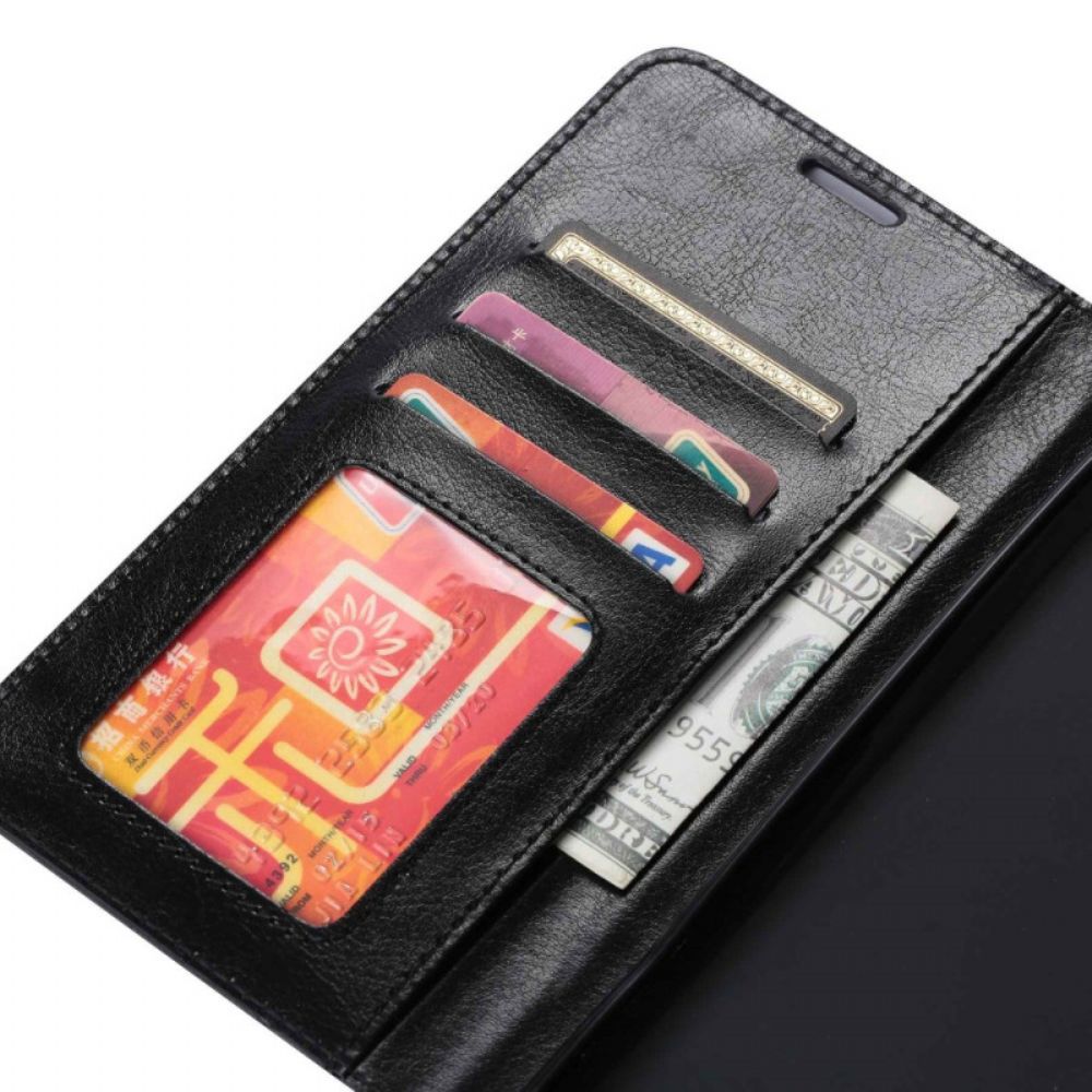 Flip Case voor iPhone 14 Pro Retro Leereffect