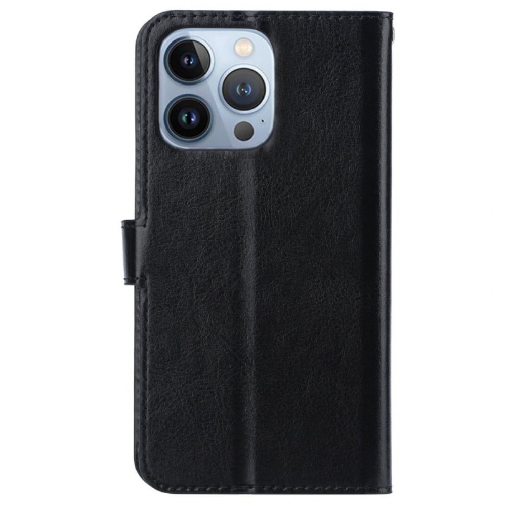 Flip Case voor iPhone 14 Pro Retro Leereffect