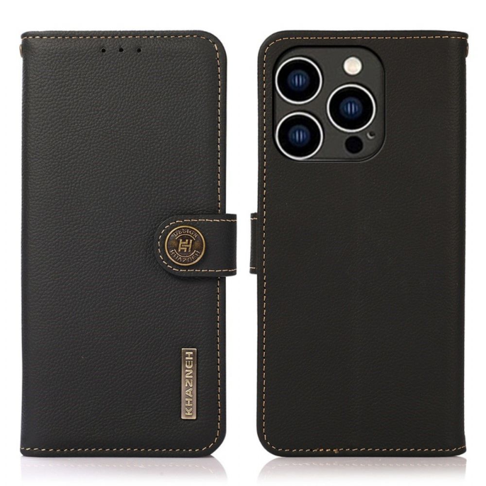 Folio-hoesje voor iPhone 14 Pro Echt Leer Khazneh Rfid