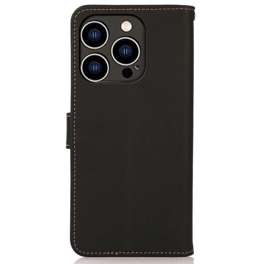 Folio-hoesje voor iPhone 14 Pro Echt Leer Khazneh Rfid
