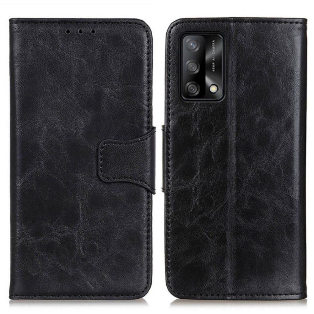 Flip Case voor Oppo A74 4G Gespleten Lederen Omkeerbare Sluiting