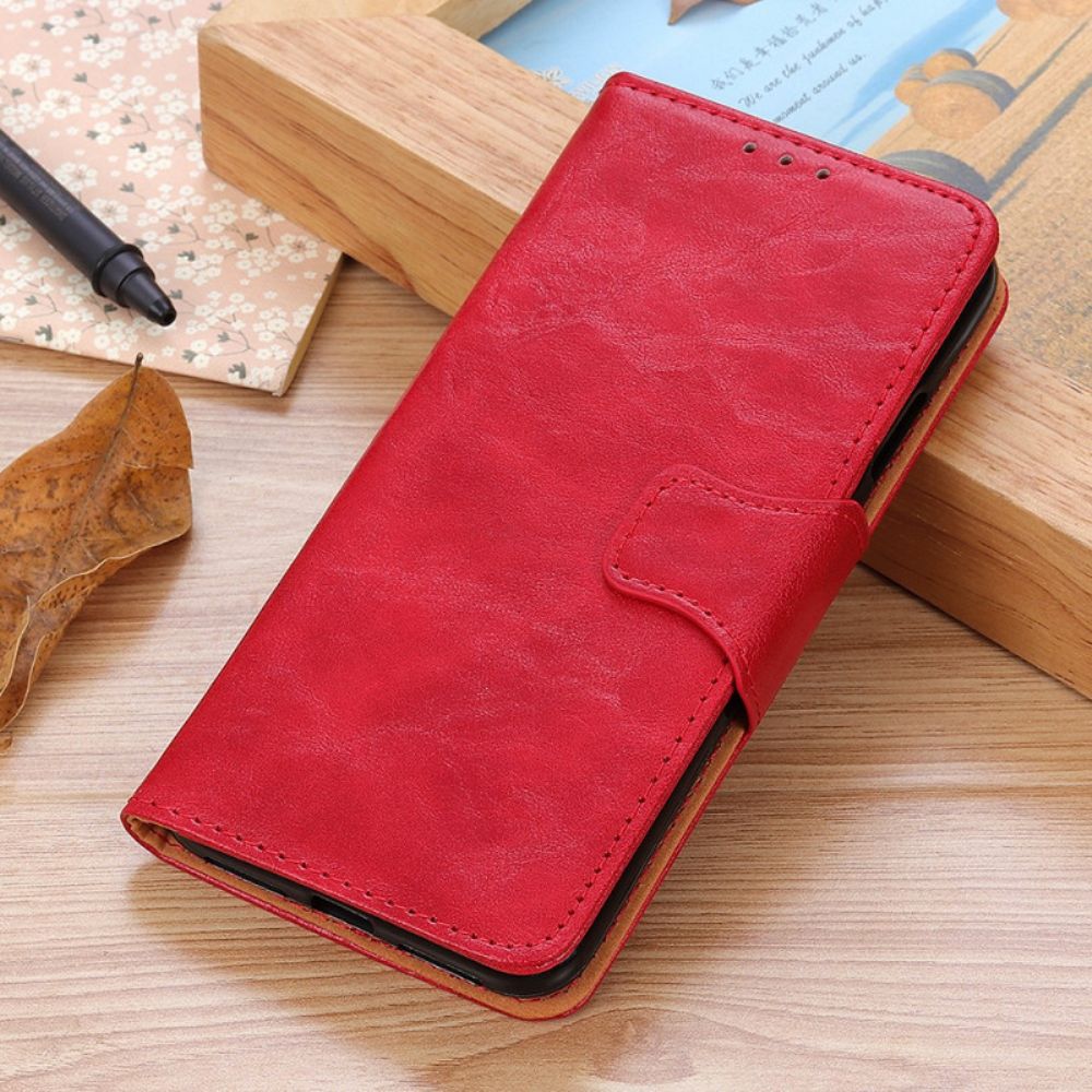 Flip Case voor Oppo A74 4G Gespleten Lederen Omkeerbare Sluiting