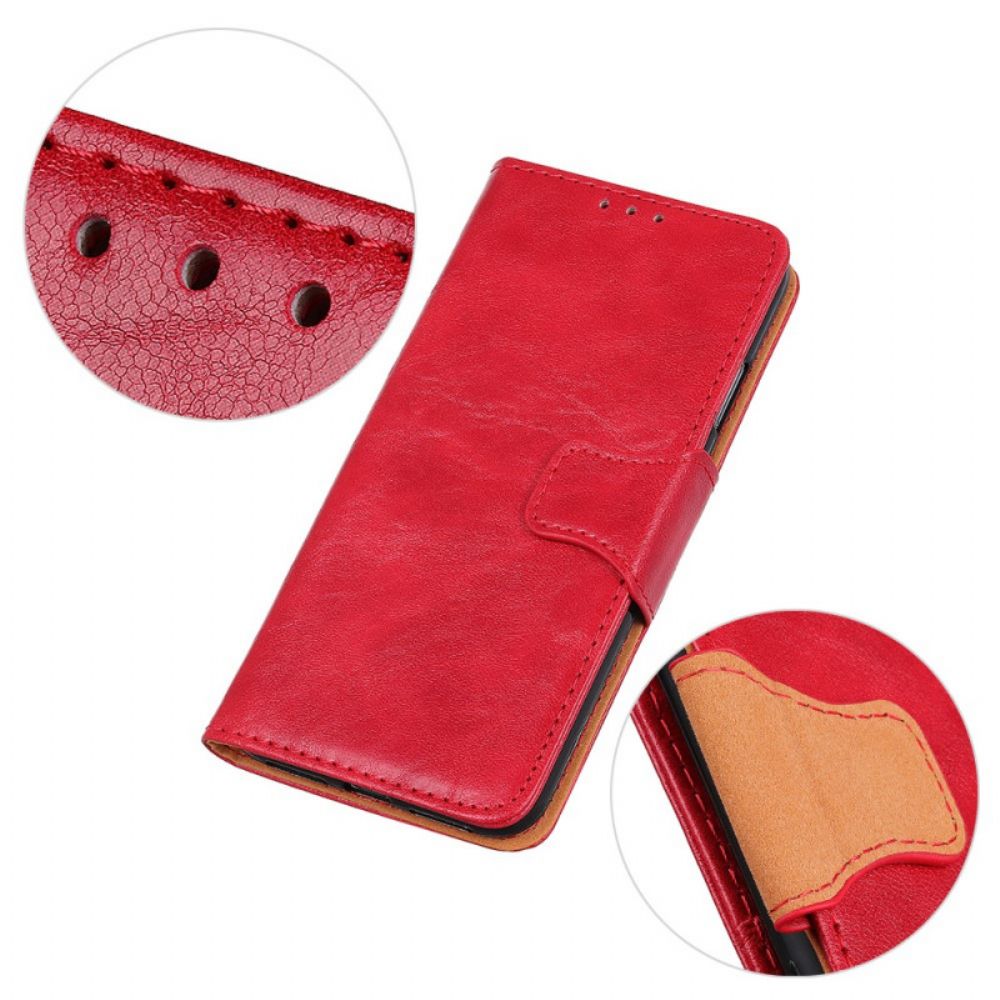 Flip Case voor Oppo A74 4G Gespleten Lederen Omkeerbare Sluiting