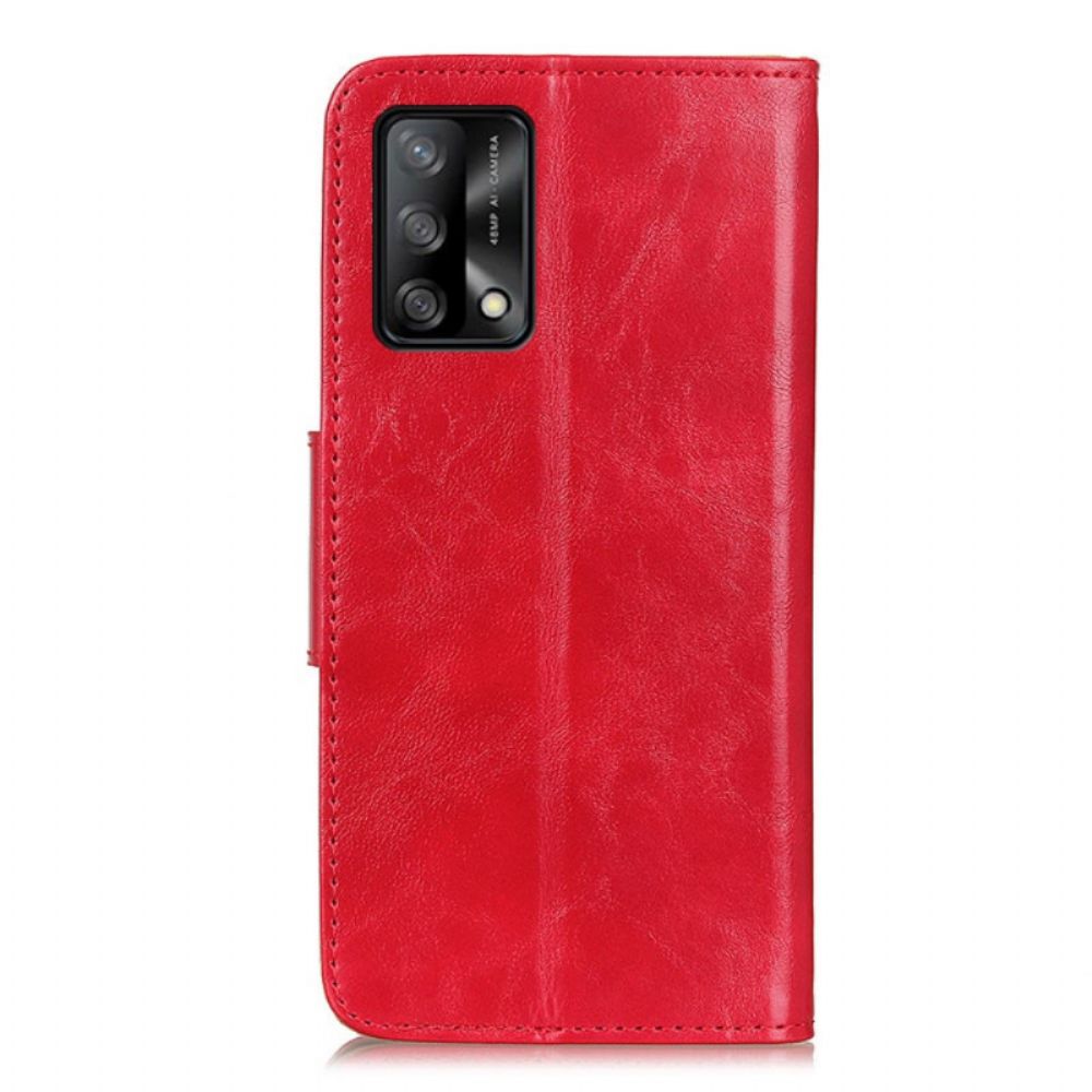 Flip Case voor Oppo A74 4G Gespleten Lederen Omkeerbare Sluiting