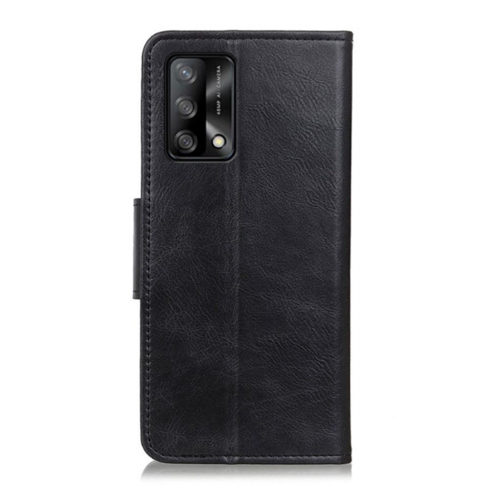 Folio-hoesje voor Oppo A74 4G Omkeerbaar Leereffect Met Gesp