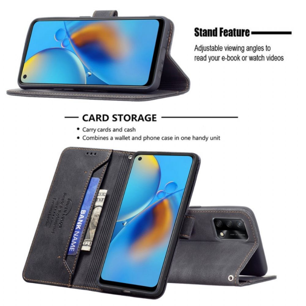 Folio-hoesje voor Oppo A74 4G Rfid Binfen-kleur