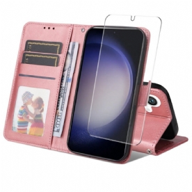 Bescherming Hoesje Samsung Galaxy S25 5g Enkay Screenprotector Van Imitatieleer Met Gehard Glas