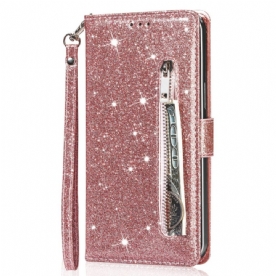 Bescherming Hoesje Samsung Galaxy S25 5g Muntportemonnee Met Pailletten