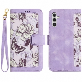 Bescherming Hoesje Samsung Galaxy S25 5g Portemonnee Met Bloemenprint
