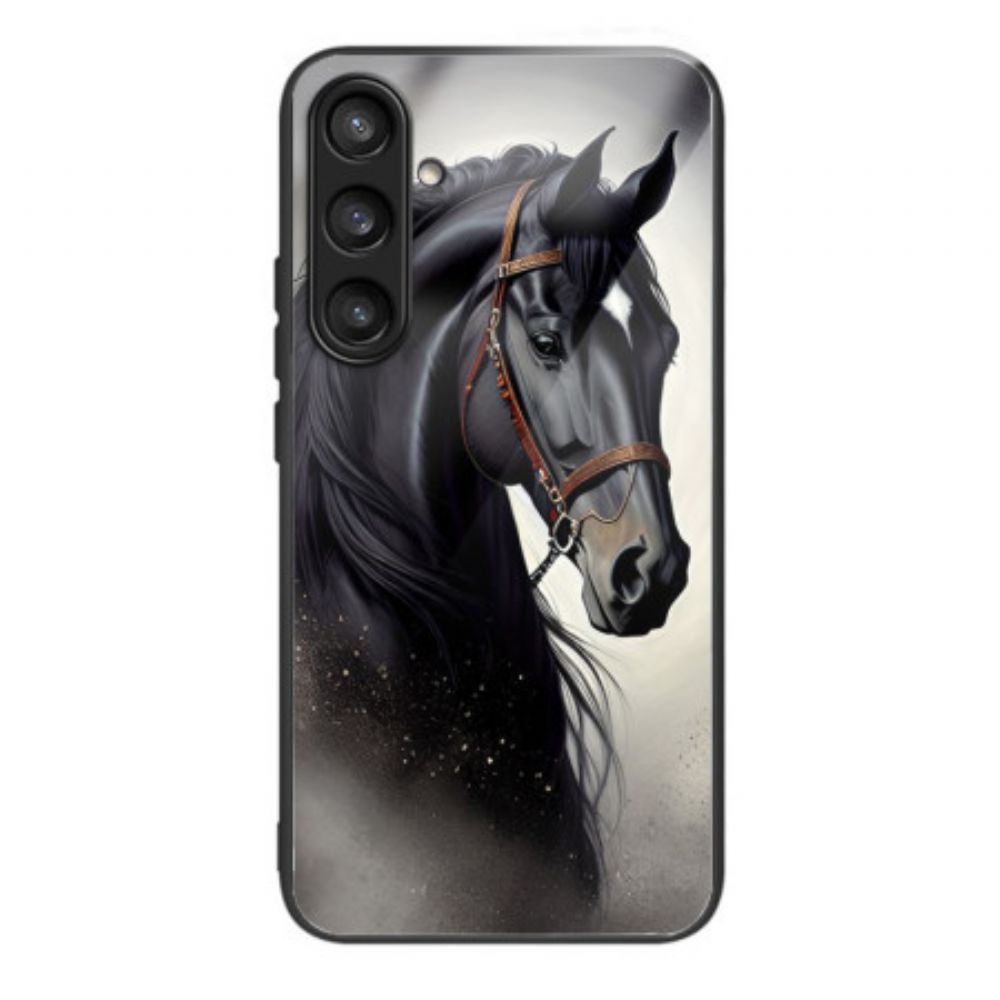Case Hoesje Samsung Galaxy S25 5g Telefoonhoesje Gehard Glas Met Grijs Paard