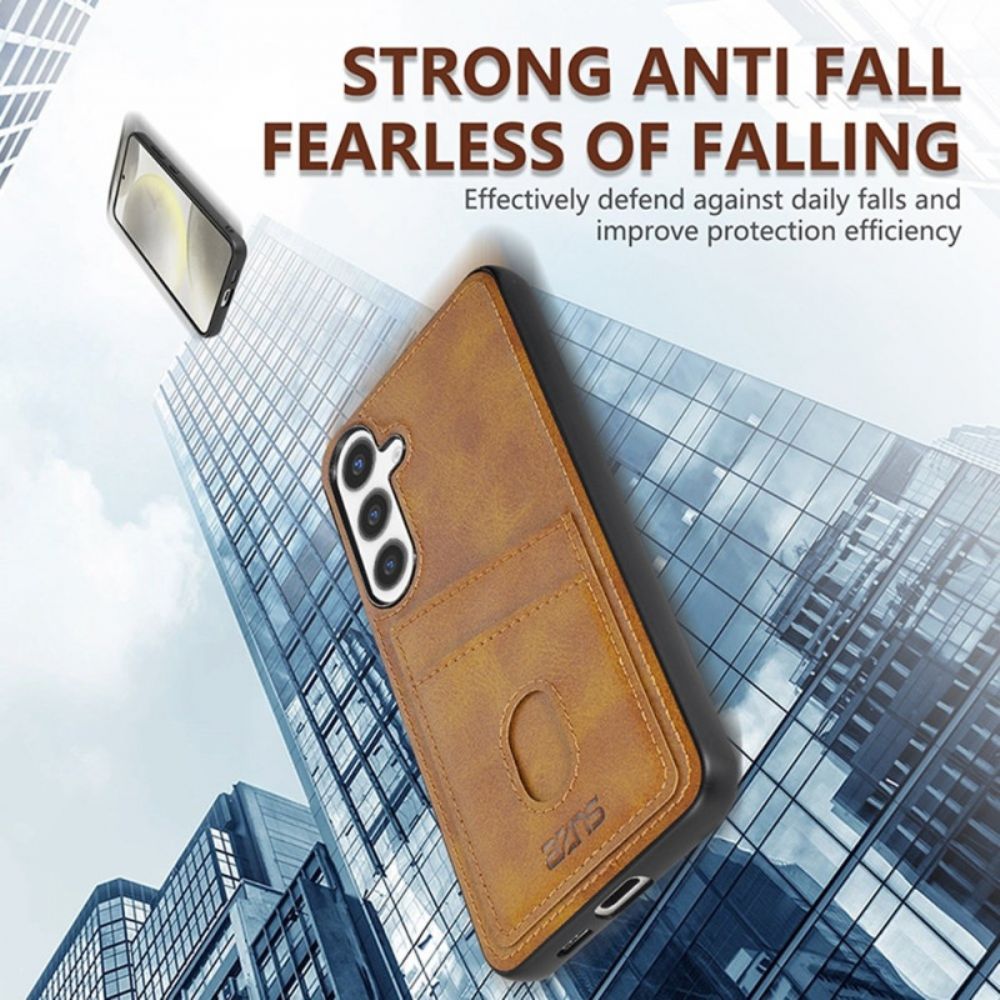 Cover Hoesje Samsung Galaxy S25 5g Telefoonhoesje Kaarthouder Van Getextureerd Leer