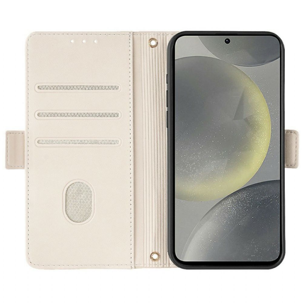Flip Case Leren Samsung Galaxy S25 5g Gesp In Metaalstijl