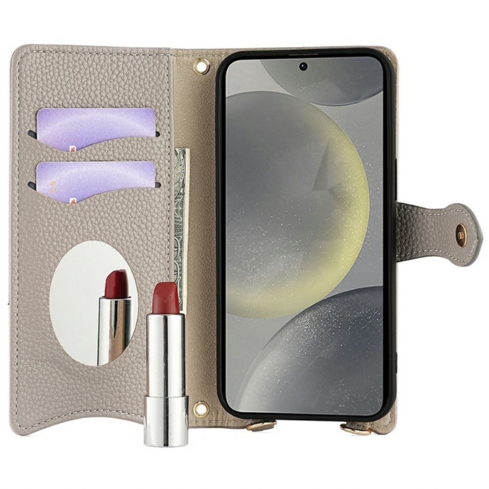Folio-hoesje Samsung Galaxy S25 5g Spiegel En Ketting