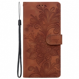 Folio-hoesje Samsung Galaxy S25 5g Telefoonhoesje Bloemenkantpatroon