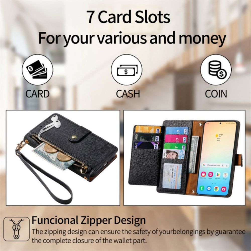 Folio-hoesje Samsung Galaxy S25 5g Telefoonhoesje Hartvormig Ontwerp Rfid-blokkering