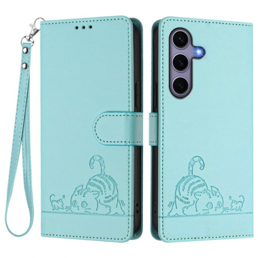 Folio-hoesje Samsung Galaxy S25 5g Telefoonhoesje Rfid-bescherming Kattenscène
