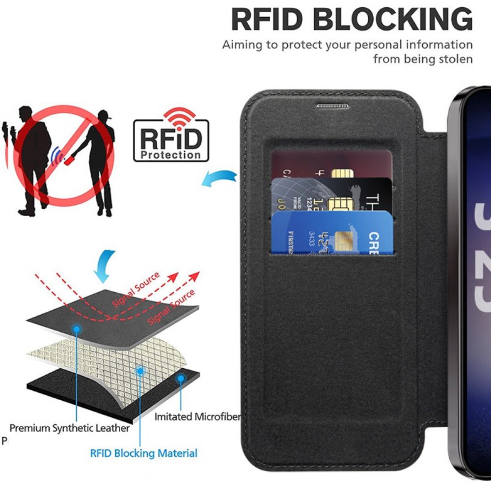 Folio-hoesje Voor Samsung Galaxy S25 5g Leer-effect Compatibel Met Magsafe En Rfid-blokkering
