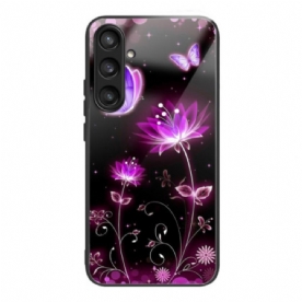 Hoesje Samsung Galaxy S25 5g Gehard Glas Met Bloemen En Vlinders