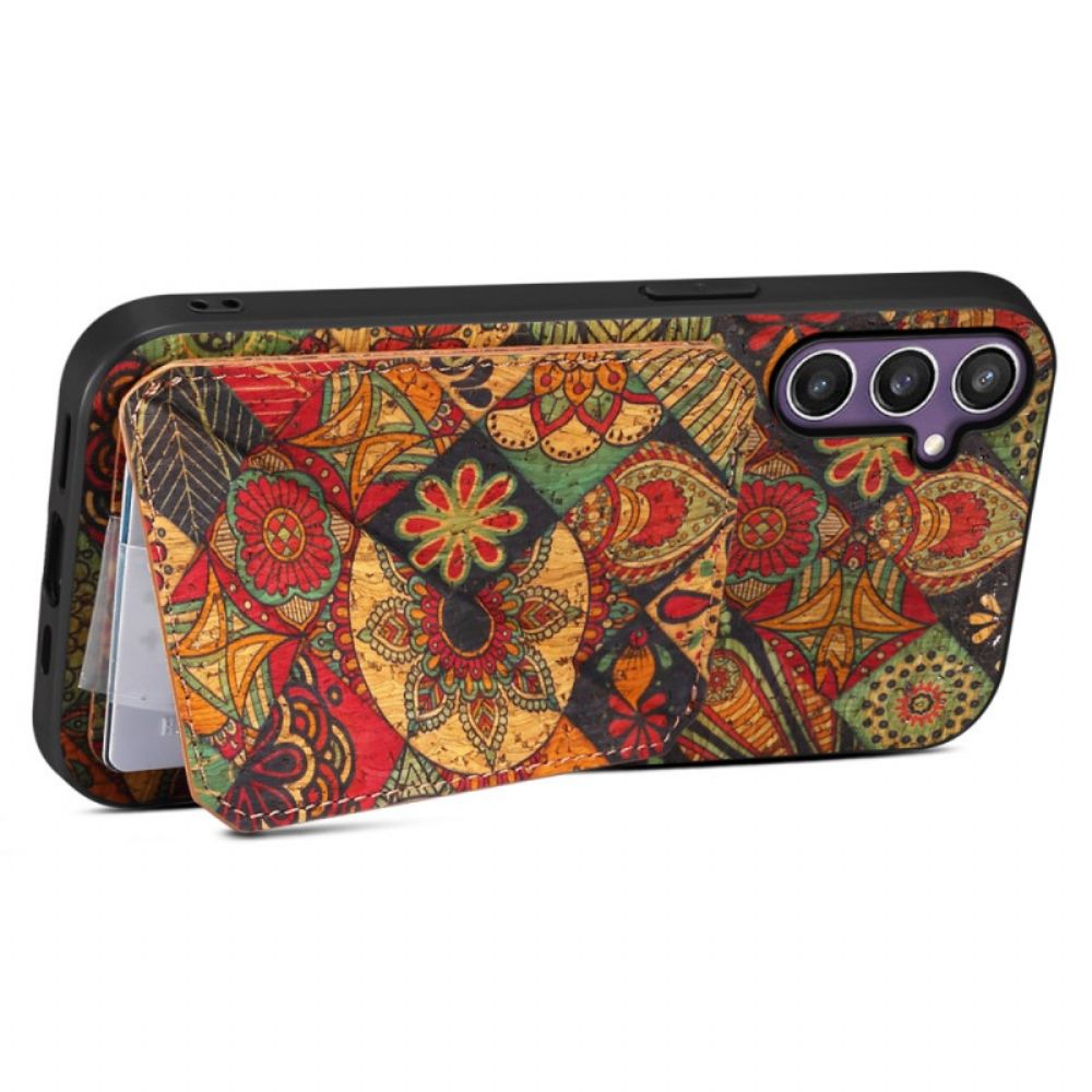 Hoesje Samsung Galaxy S25 5g Kaarthouder En Standaard Met Bloemenprint Bescherming Hoesje