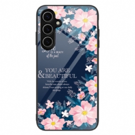 Hoesje Samsung Galaxy S25 5g Roze Bloemen Gehard Glas Bescherming Hoesje