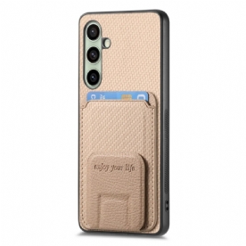 Hoesje Voor Samsung Galaxy S25 5g Kaarthouder En Standaard Van Koolstofvezel