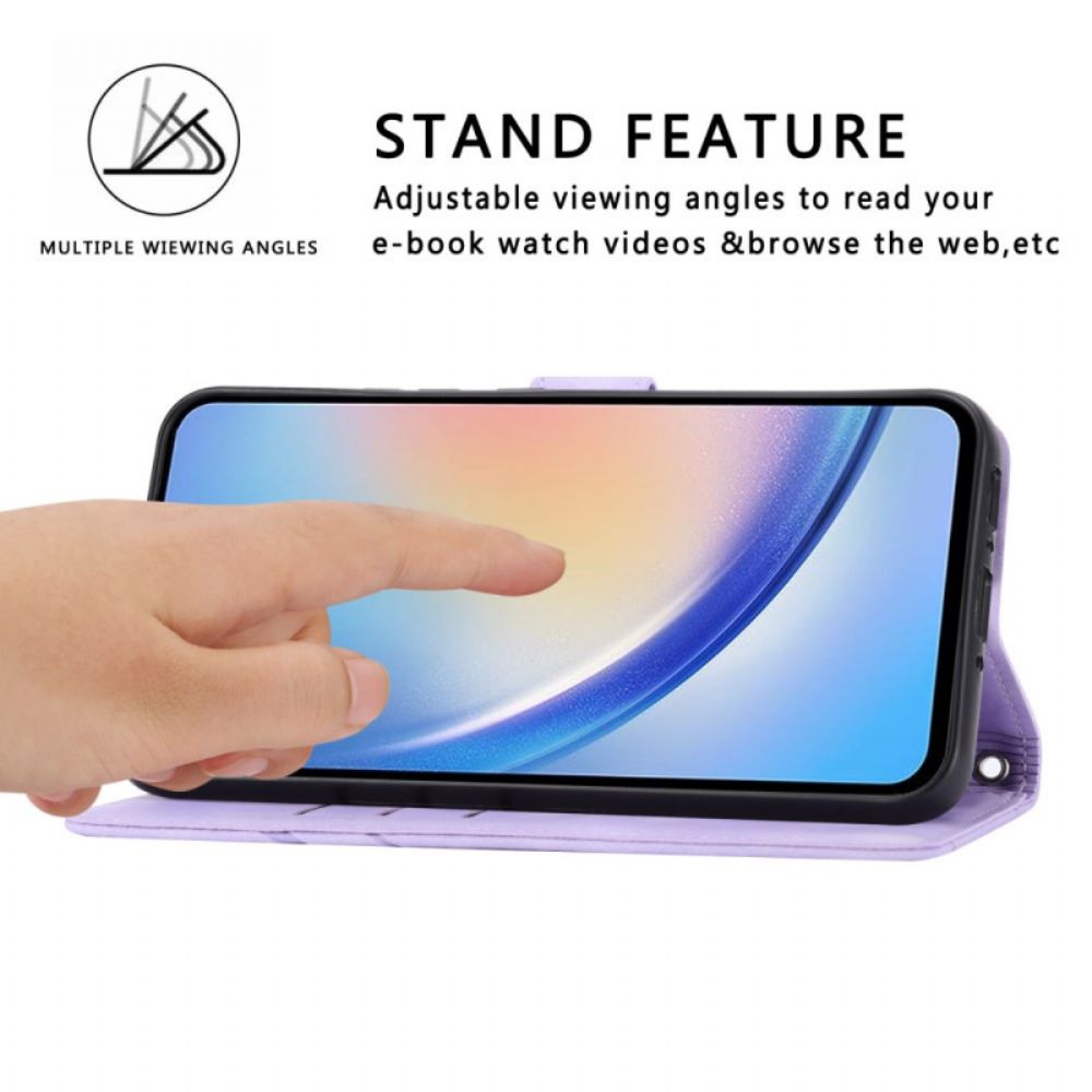 Leren Hoesje Samsung Galaxy S25 5g Gestreept Koord