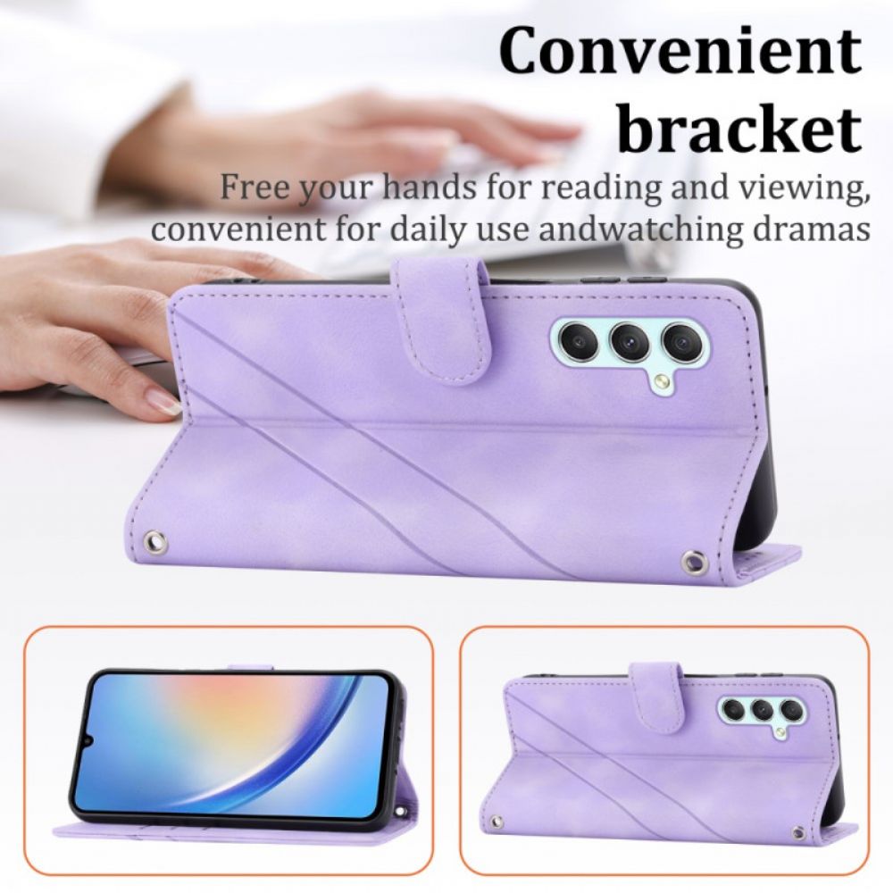 Leren Hoesje Samsung Galaxy S25 5g Gestreept Koord