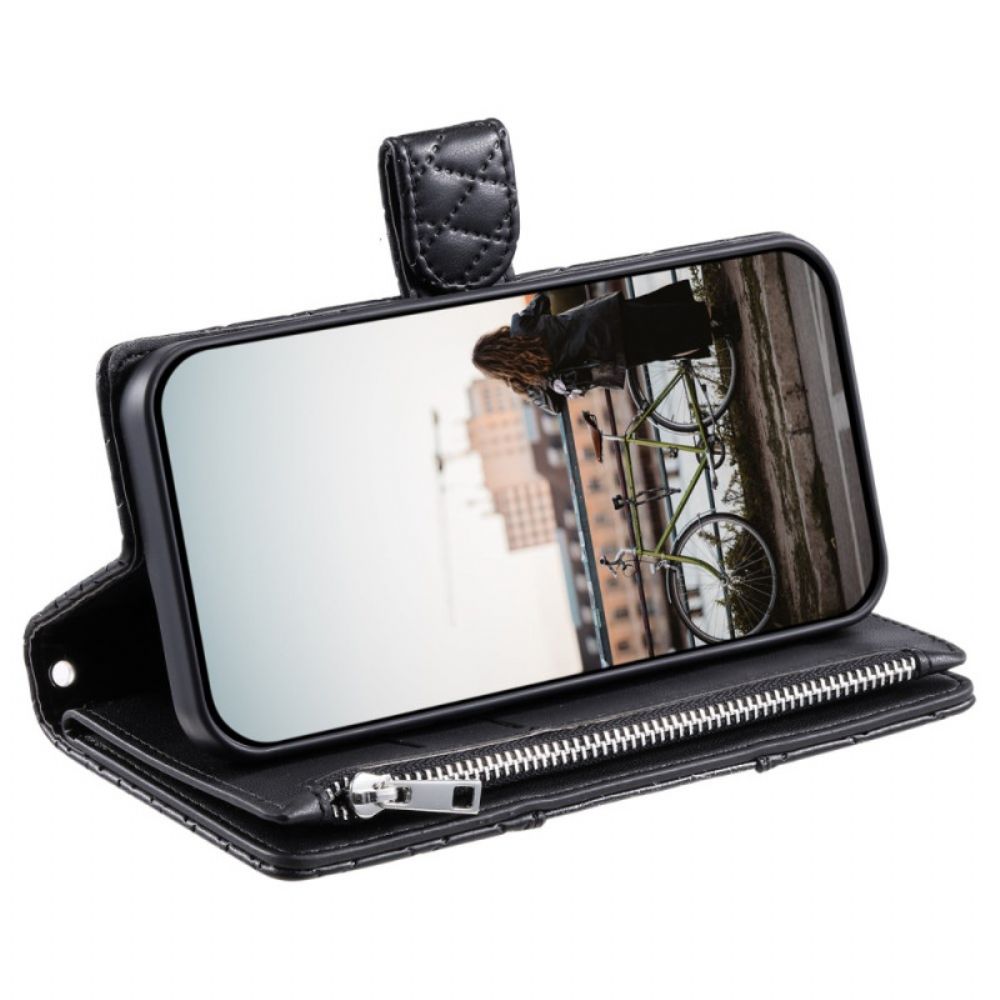 Leren Hoesje Samsung Galaxy S25 5g Gewatteerde Portemonnee Met Ritssluiting Bescherming Hoesje