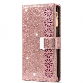 Leren Hoesje Samsung Galaxy S25 5g Portemonnee Met Pailletten