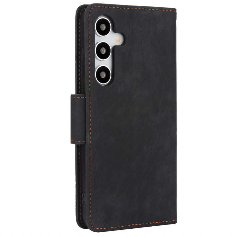 Leren Hoesje Samsung Galaxy S25 5g Suède-effect Bloemenpatroon