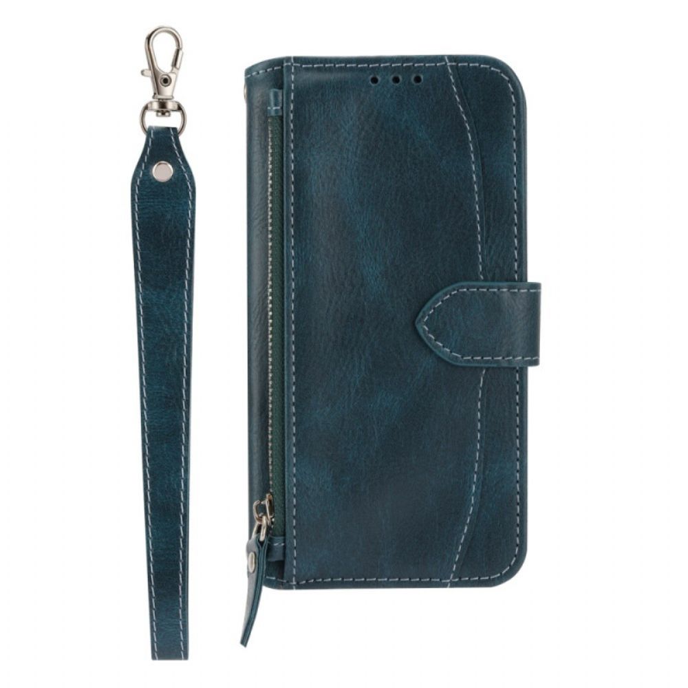 Leren Hoesje Samsung Galaxy S25 5g Vak Met Rits Riem En Schouderriem