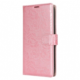 Leren Hoesje Voor Samsung Galaxy S25 5g Koord Met Bloemenprint