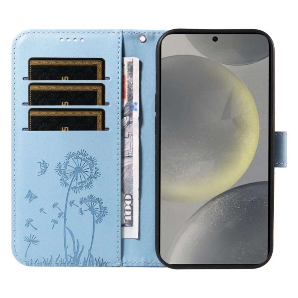 Leren Hoesje Voor Samsung Galaxy S25 5g Paardenbloembandje