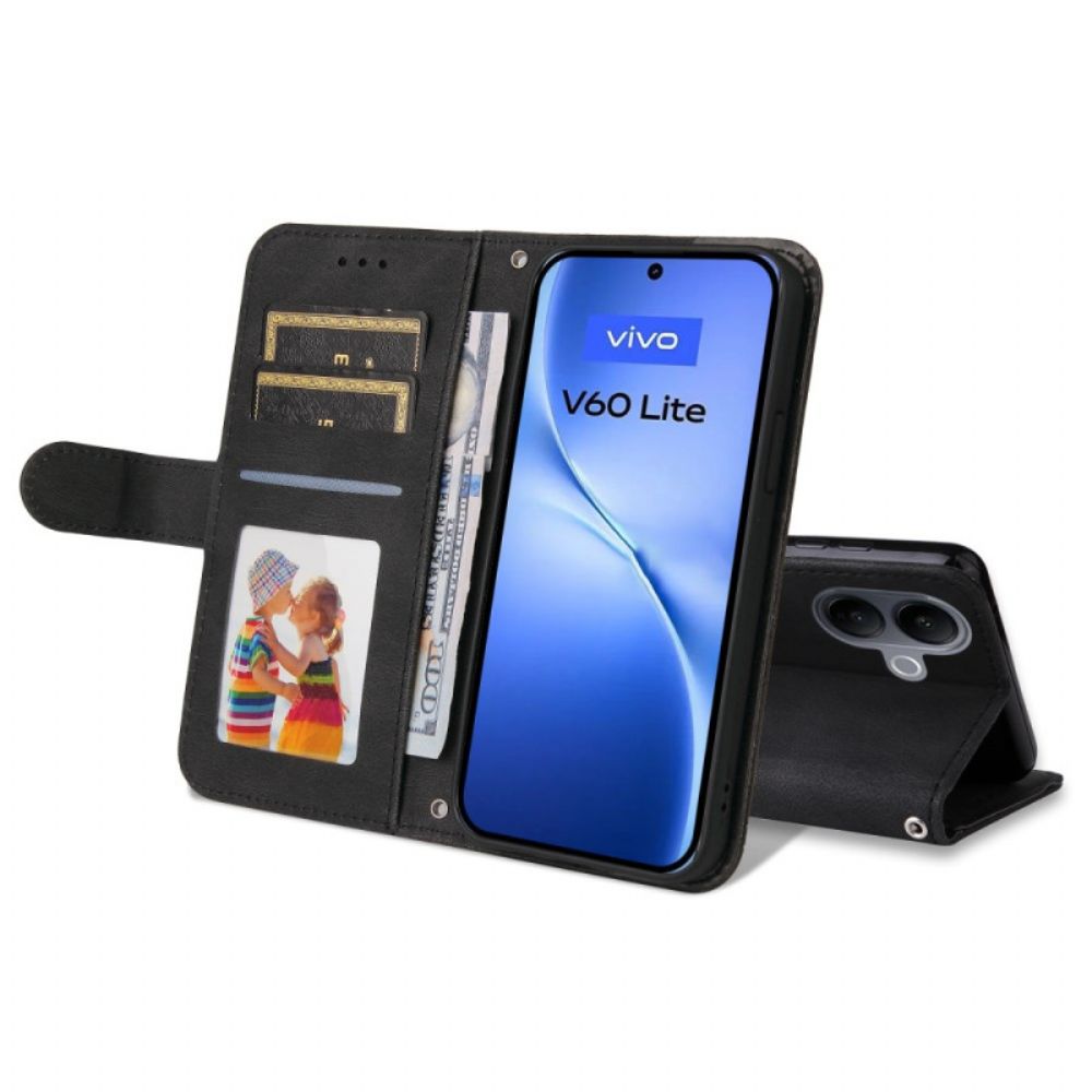 Flip Case Leren Vivo V60 Lite Decoratieve Klinknagel