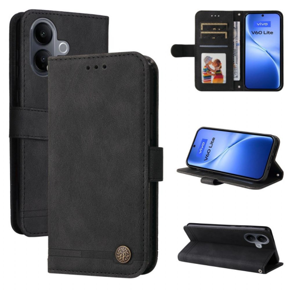 Flip Case Leren Vivo V60 Lite Decoratieve Klinknagel