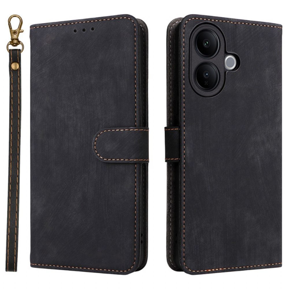 Flip Case Leren Vivo V60 Lite Suède-effect Met Bandje