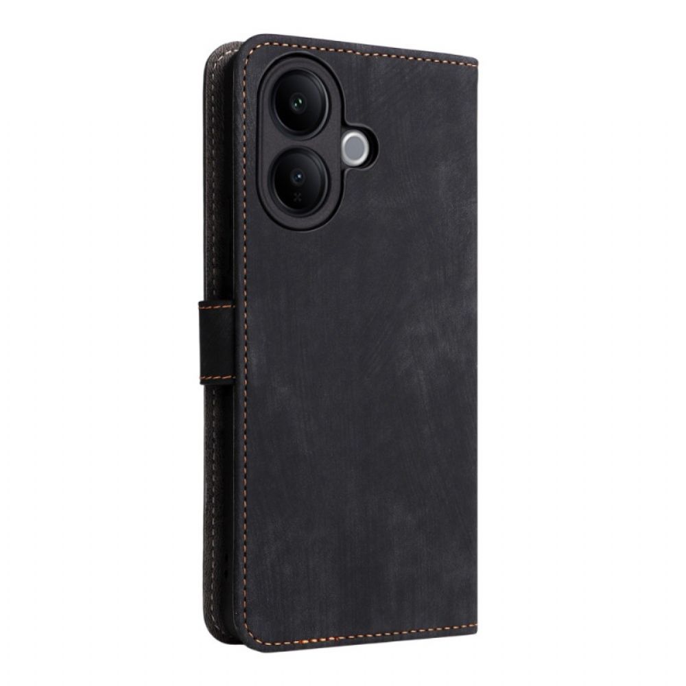 Flip Case Leren Vivo V60 Lite Suède-effect Met Bandje
