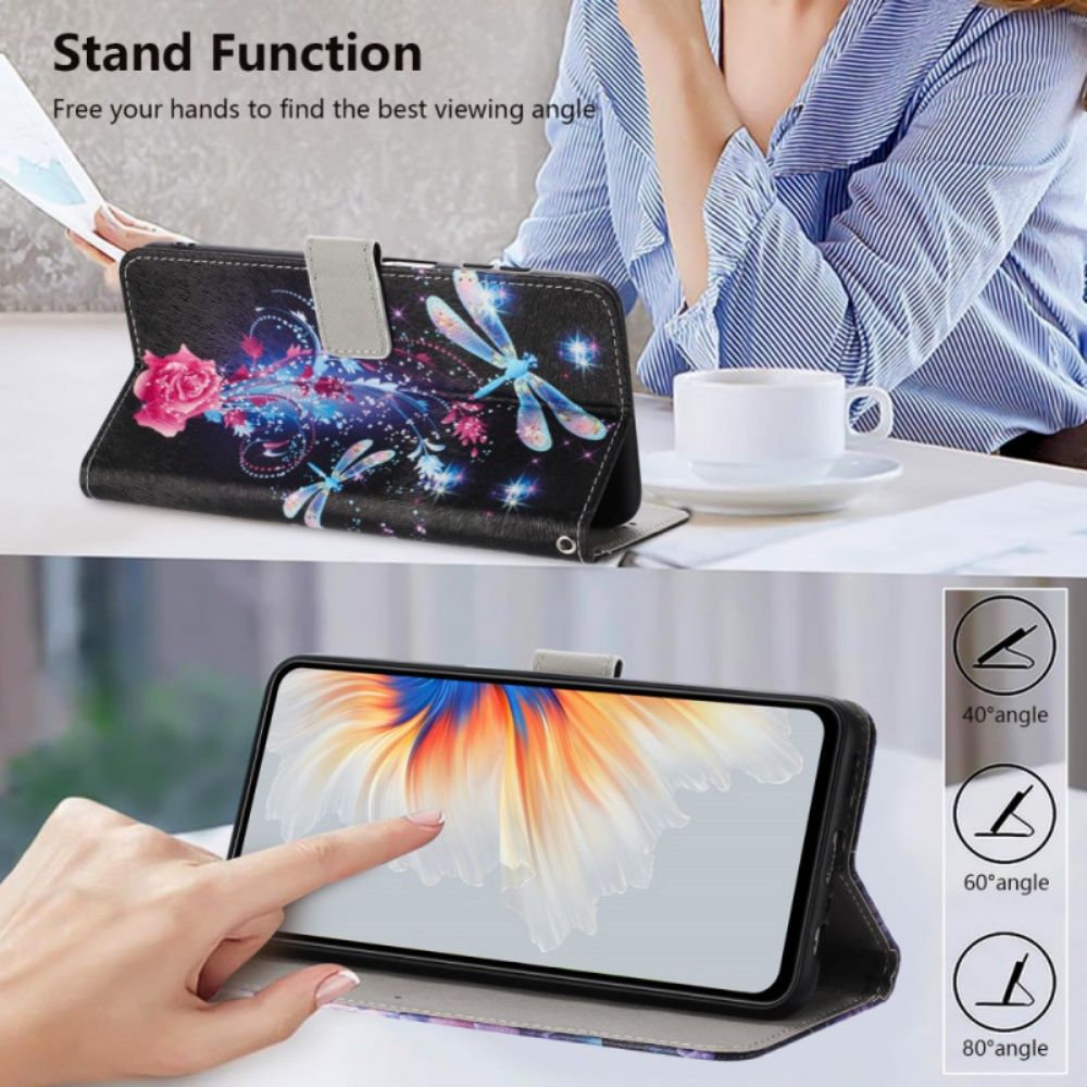 Folio-hoesje Vivo V60 Lite Telefoonhoesje Lichtgevende Libellen