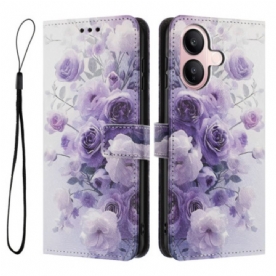 Folio-hoesje Vivo V60 Lite Telefoonhoesje Paarse Rozen