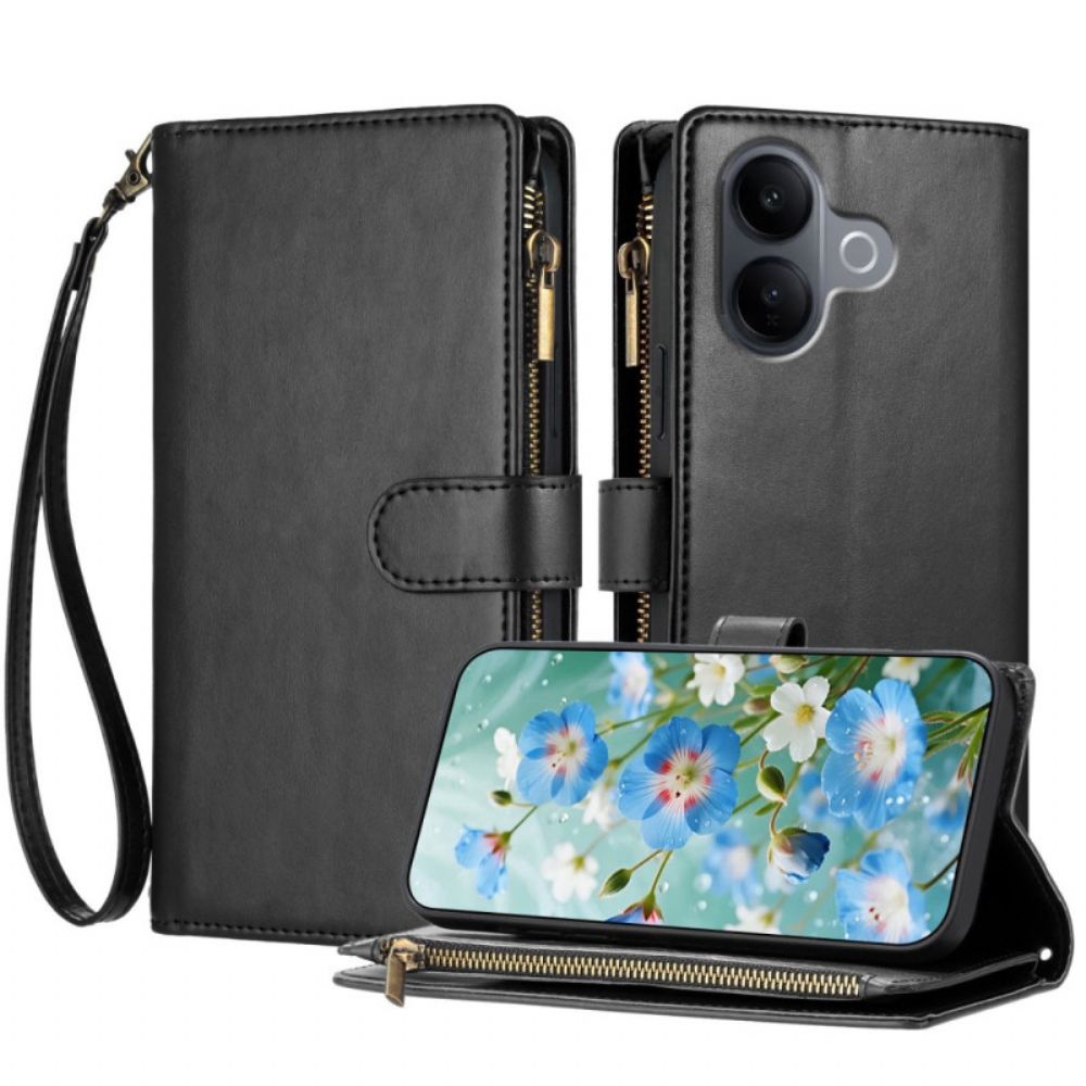 Folio-hoesje Vivo V60 Lite Telefoonhoesje Portemonnee Met 8 Kaartsleuven En Koord