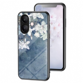 Hoesje Voor Vivo V60 Lite Bloemenpatroon Gehard Glas