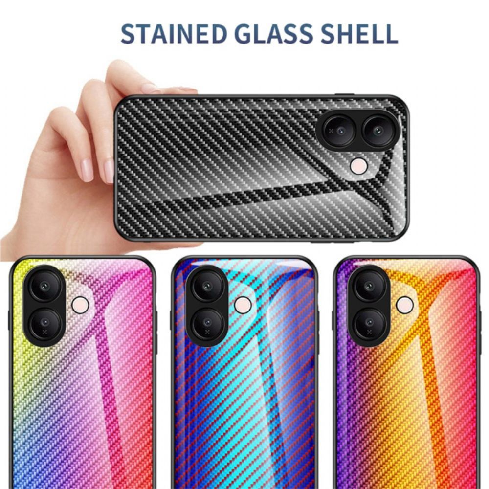 Hoesje Voor Vivo V60 Lite Gehard Glas Met Koolstofvezel